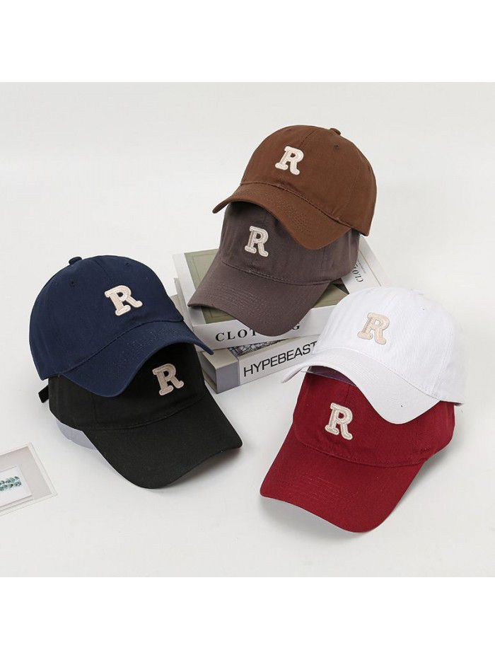 Embroidered R letter baseball cap Spring and Autumn sun visor