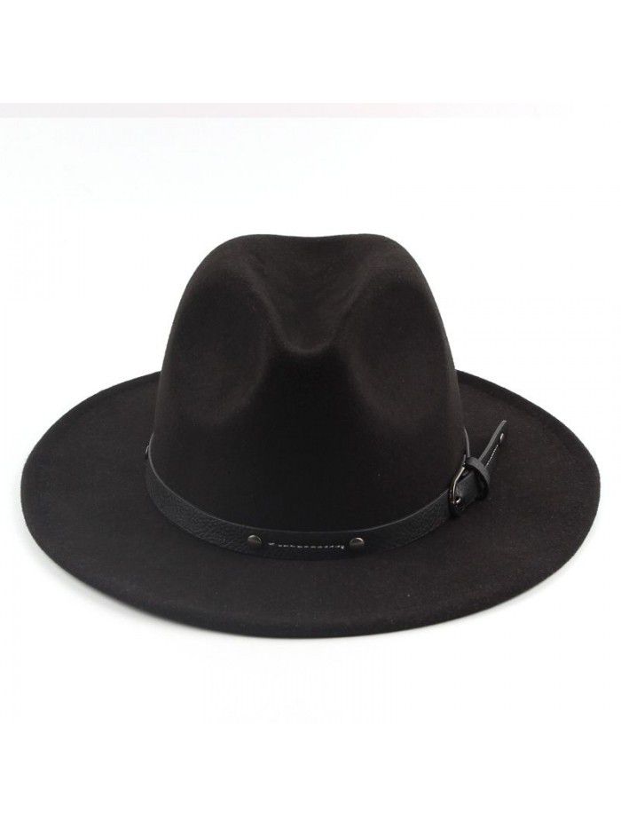 Flat jazz top hat Autumn winter men's and women's English woolen hat felt hat