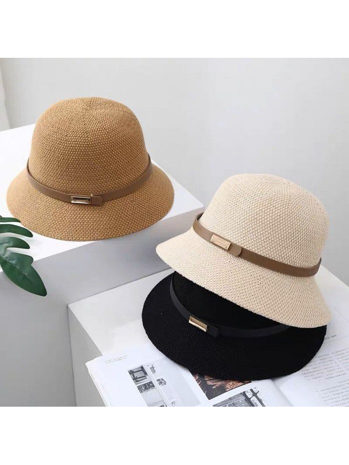 Stylish British simple little top hat ladies spring and summer sun protection elegant basin hat A sun hat