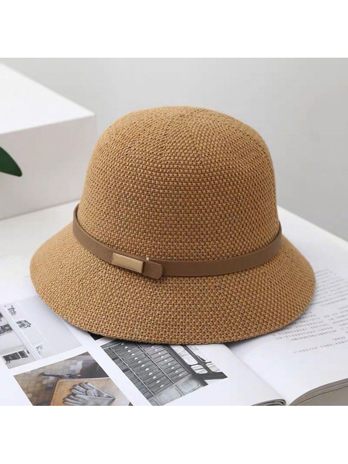 Stylish British simple little top hat ladies spring and summer sun protection elegant basin hat A sun hat