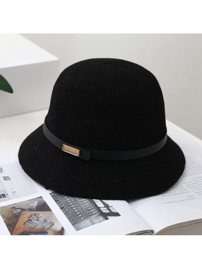 Stylish British simple little top hat ladies spring and summer sun protection elegant basin hat A sun hat