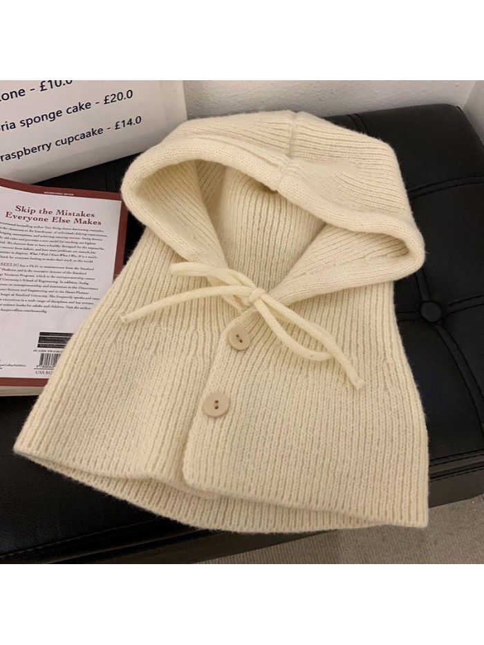 Autumn and winter warm hat women's fashion scarf one knitted ear protection woolen hat