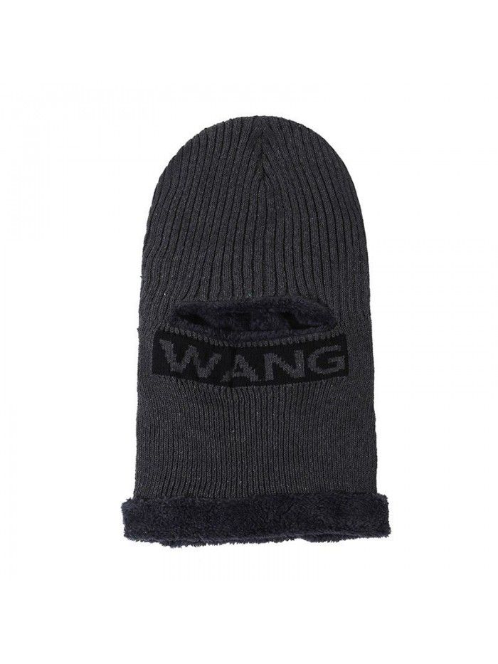 Warm hat with fleece thickened jacquard one hole knitted hat Cold collar one hat