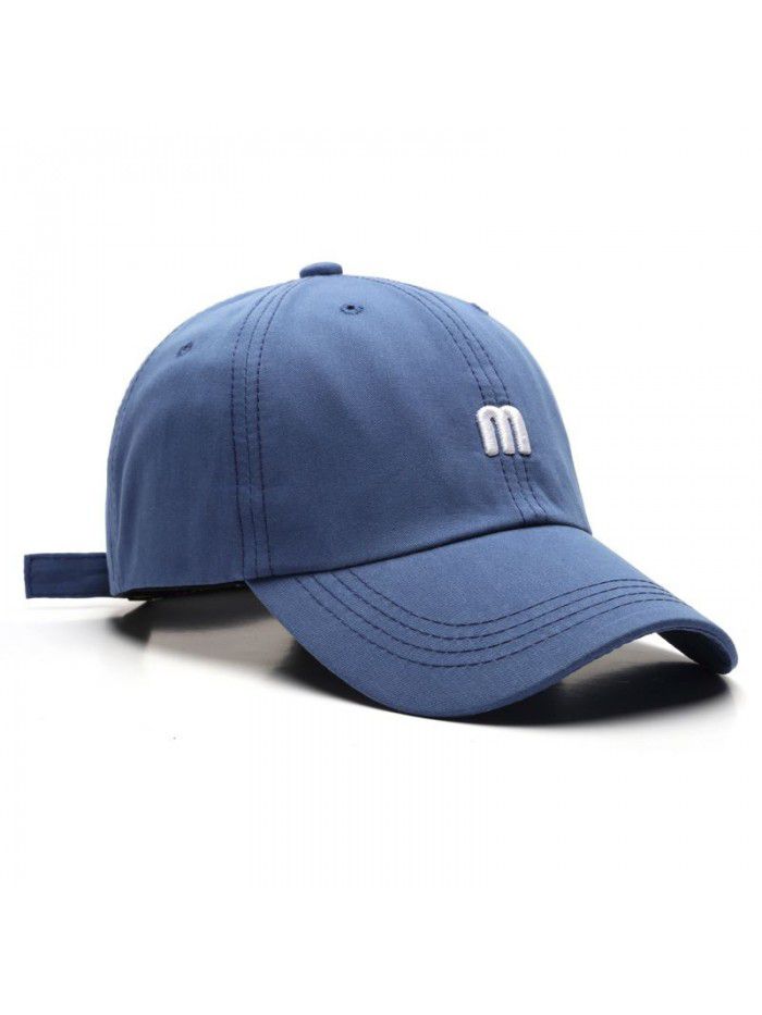 M letter embroidered duck hat with bent roof cotton soft top visor fashion simple baseball cap