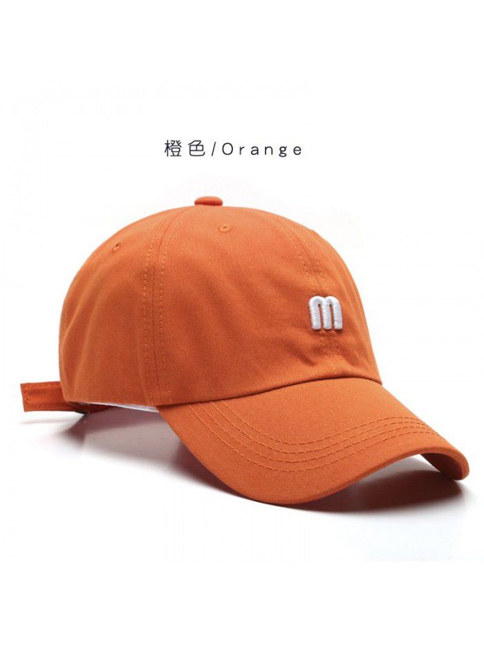 M letter embroidered duck hat with bent roof cotton soft top visor fashion simple baseball cap