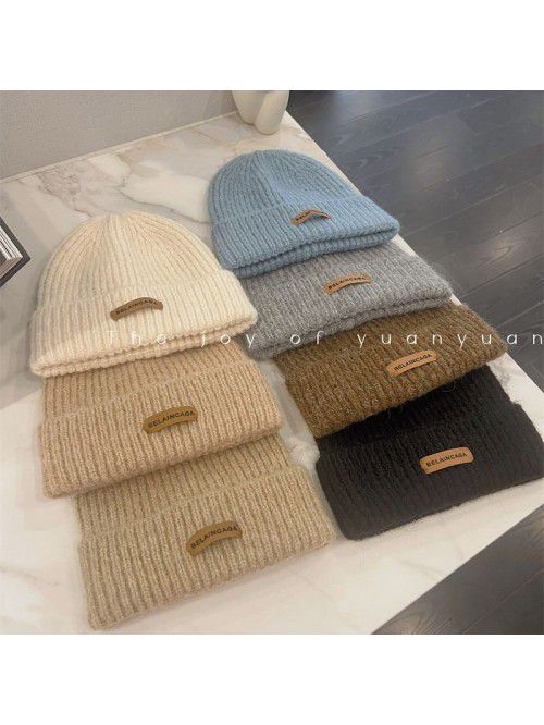 Label letter woolen woolen hat new knitted ear pro...