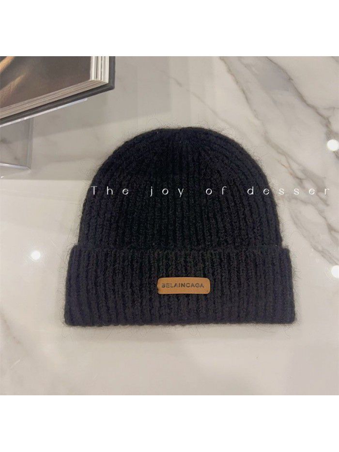 Label letter woolen woolen hat new knitted ear protection hat for autumn and winter