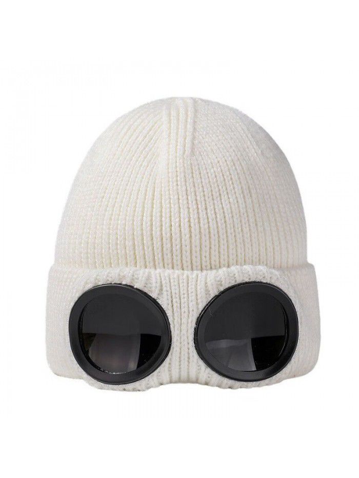 Fall and winter knitted wool hats and pilot glasses for both men and women