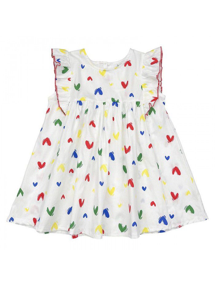 Girls' summer dress  new children's Korean love print sleeveless skirt 