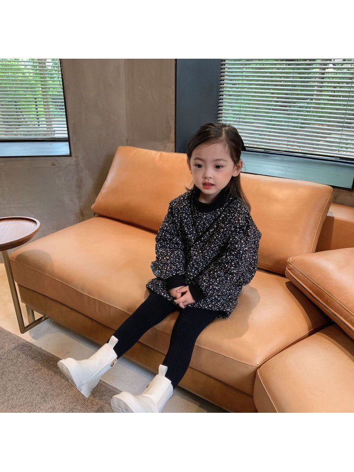 Girls' cotton padded suit  winter new children's floral long sleeve skirt two piece cotton padded jacket 