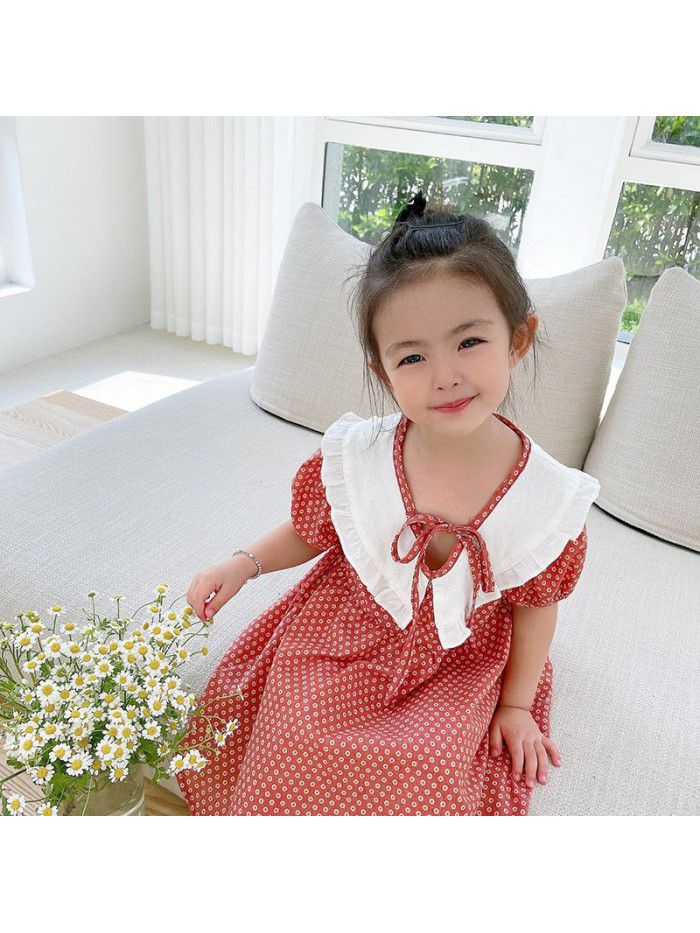 Girls' dress  summer new children's fragmentary flower princess skirt girl baby cute baby collar skirt 