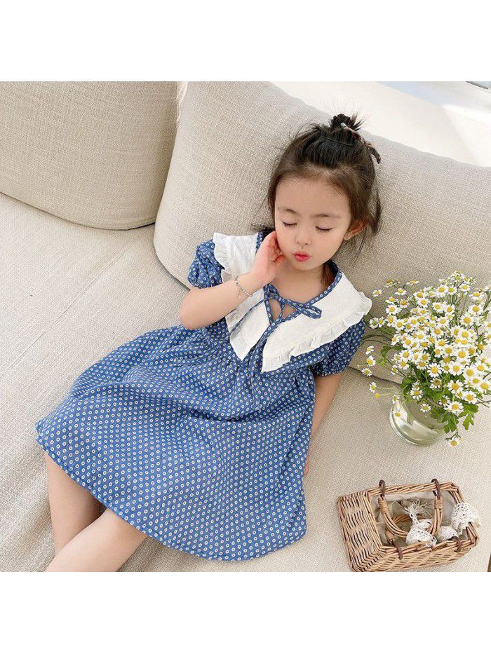 Girls' dress  summer new children's fragmentary flower princess skirt girl baby cute baby collar skirt 