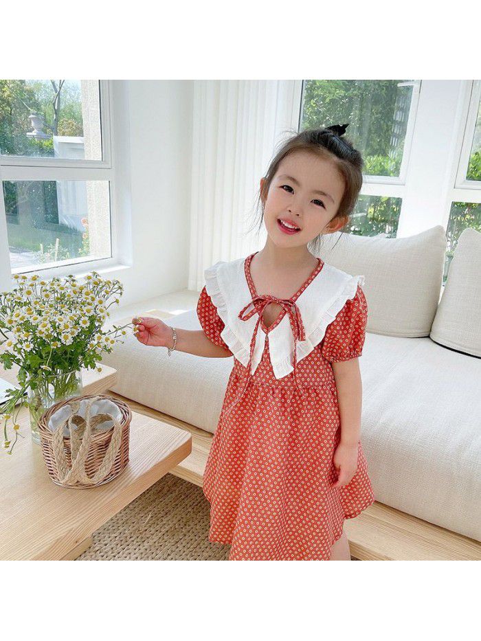 Girls' dress  summer new children's fragmentary flower princess skirt girl baby cute baby collar skirt 