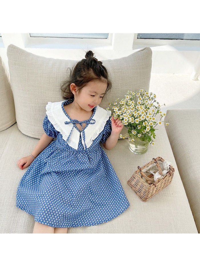 Girls' dress  summer new children's fragmentary flower princess skirt girl baby cute baby collar skirt 