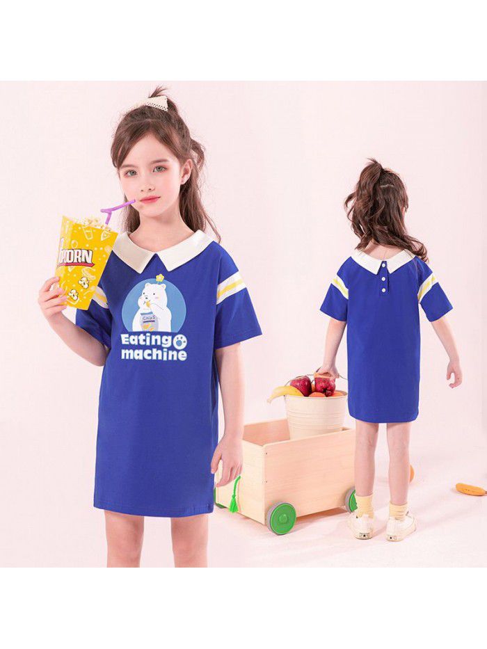 children's summer new Korean Short Sleeve printed skirt a lovely Western girl's dress 