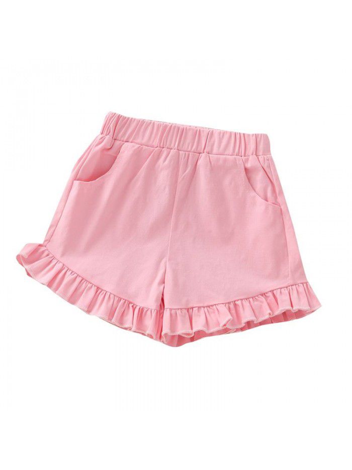  summer new children's wear girls' shorts Korean casual elastic hot pants solid color fashion pants 