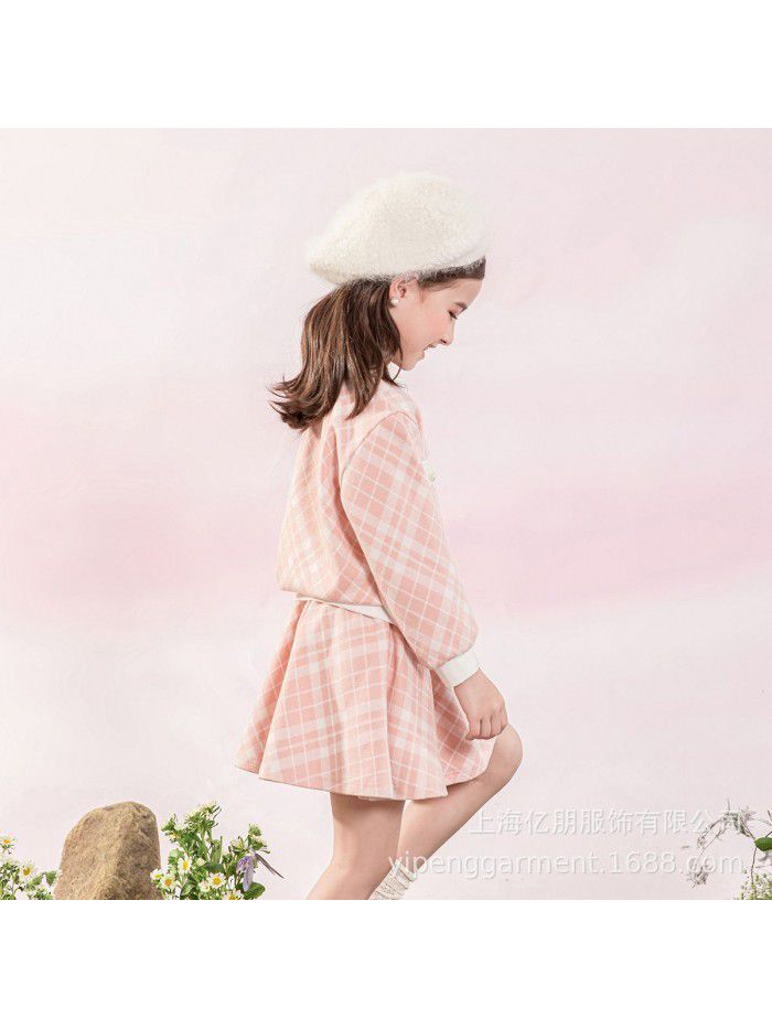 Cicie children's wear one ready to go girl's suit  spring lady children's knitting skirt suit 