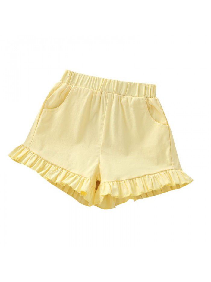  summer new children's wear girls' shorts Korean casual elastic hot pants solid color fashion pants 