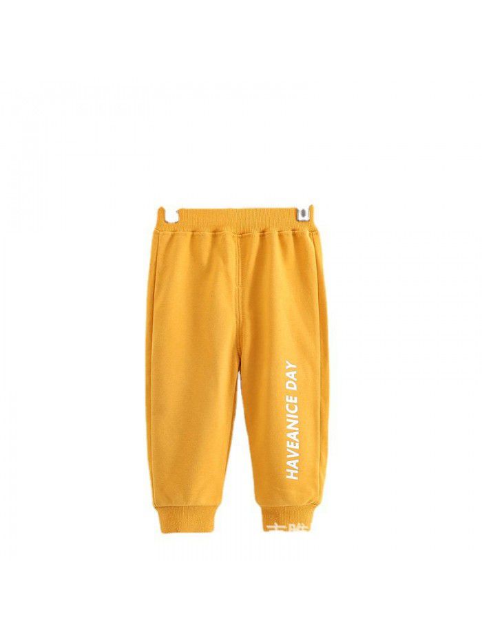 New children's spring and autumn sports pants solid color leisure sports pants Korean loose pants for boys and girls 