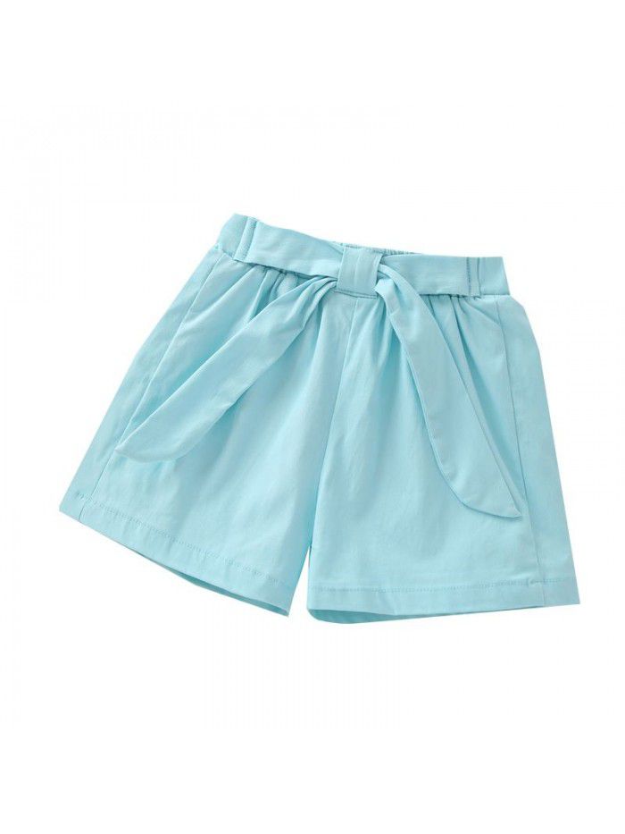  summer new children's wear girls' shorts Korean casual elastic hot pants solid color fashion pants 