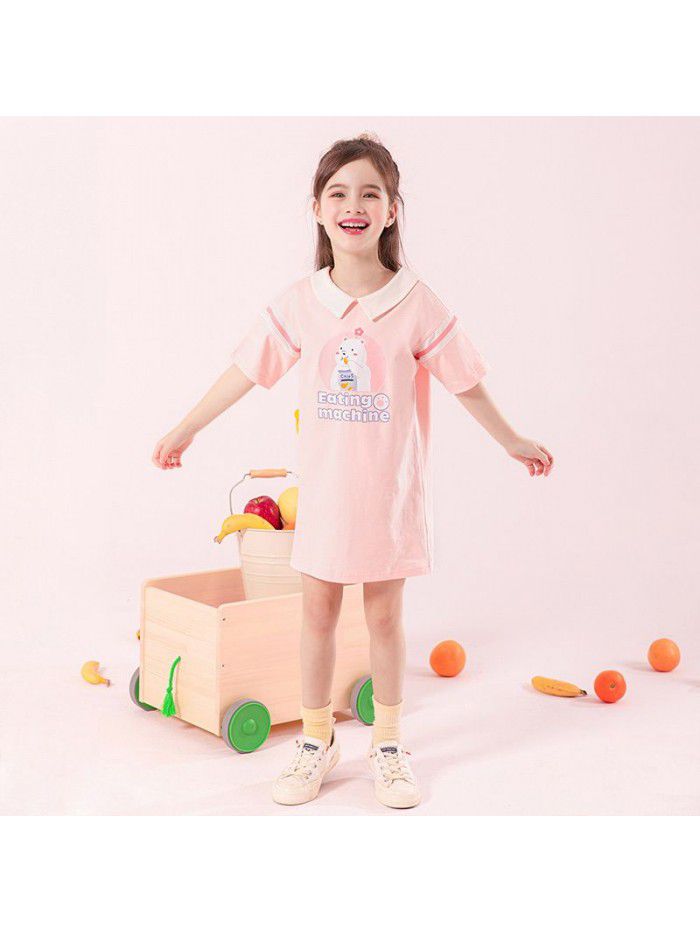 children's summer new Korean Short Sleeve printed skirt a lovely Western girl's dress 