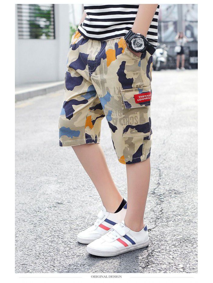 summer new boys' middle pants middle school children's thin shorts children's tooling camouflage pants manufacturers wholesale 