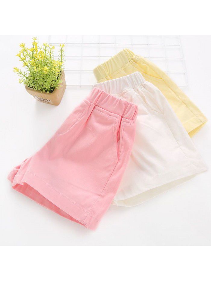  summer new children's wear girls' shorts Korean casual elastic hot pants solid color fashion pants 