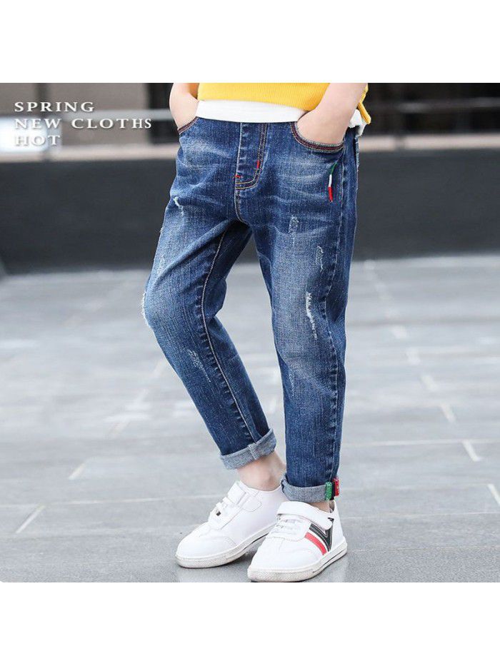 Manufacturer wholesale  spring and autumn new boys' jeans pants children's casual pants boys' thin pants fashion 