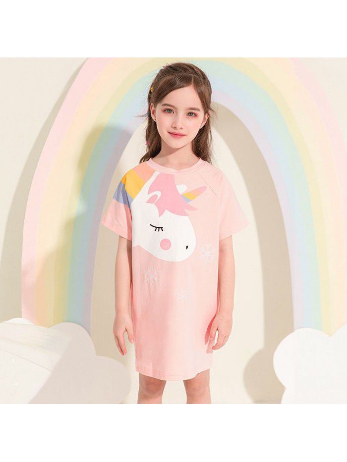 A new summer  children's T-shirt skirt cotton printed girl's dress 