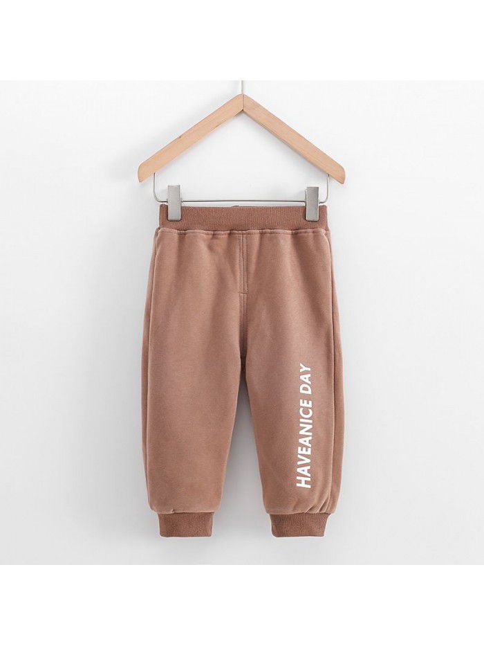 New children's spring and autumn sports pants solid color leisure sports pants Korean loose pants for boys and girls 