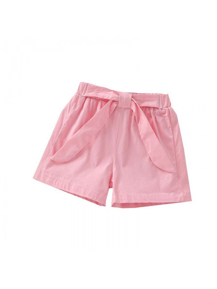  summer new children's wear girls' shorts Korean casual elastic hot pants solid color fashion pants 