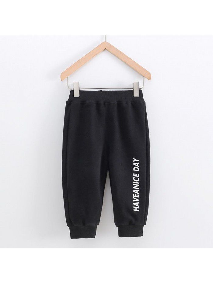 New children's spring and autumn sports pants solid color leisure sports pants Korean loose pants for boys and girls 