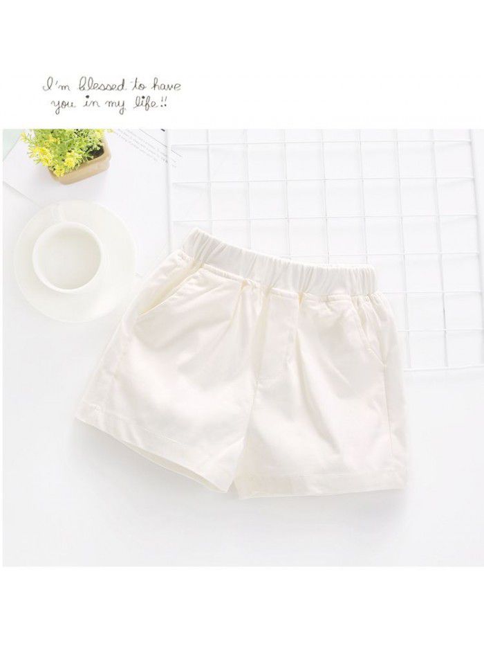  summer new children's wear girls' shorts Korean casual elastic hot pants solid color fashion pants 