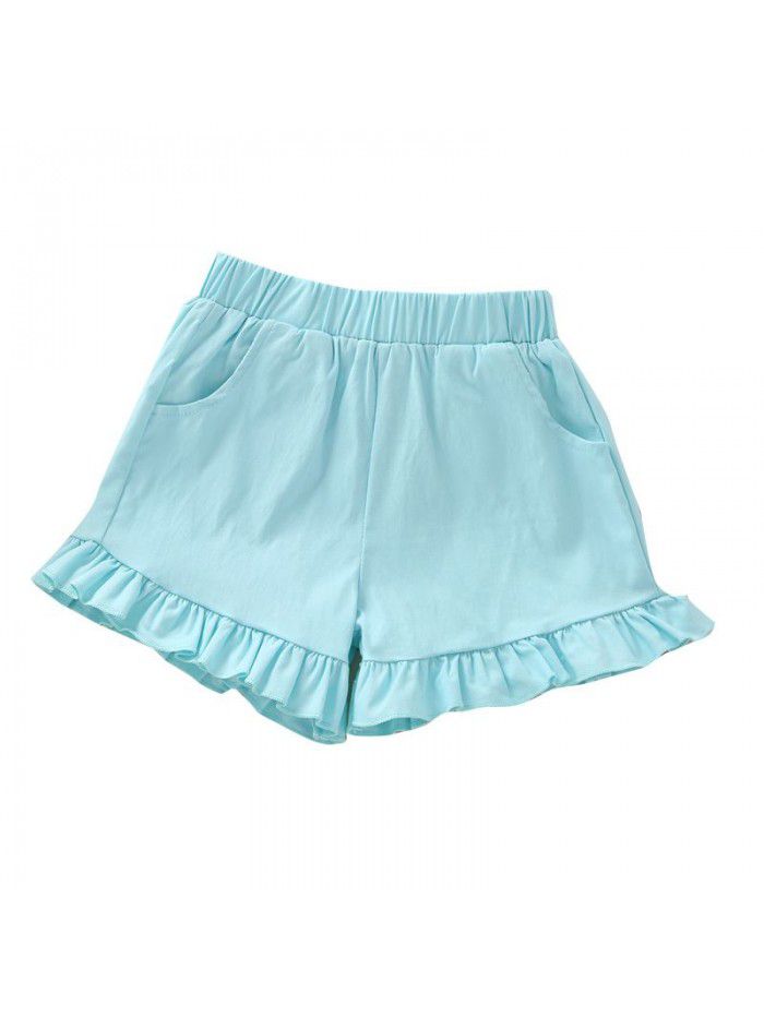  summer new children's wear girls' shorts Korean casual elastic hot pants solid color fashion pants 