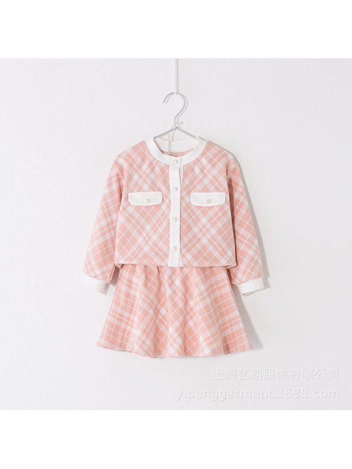 Cicie children's wear one ready to go girl's suit  spring lady children's knitting skirt suit 