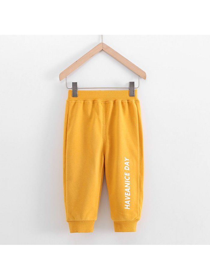 New children's spring and autumn sports pants solid color leisure sports pants Korean loose pants for boys and girls 