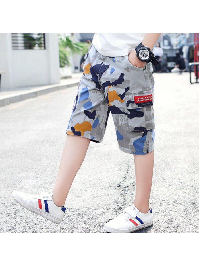 summer new boys' middle pants middle school children's thin shorts children's tooling camouflage pants manufacturers wholesale 