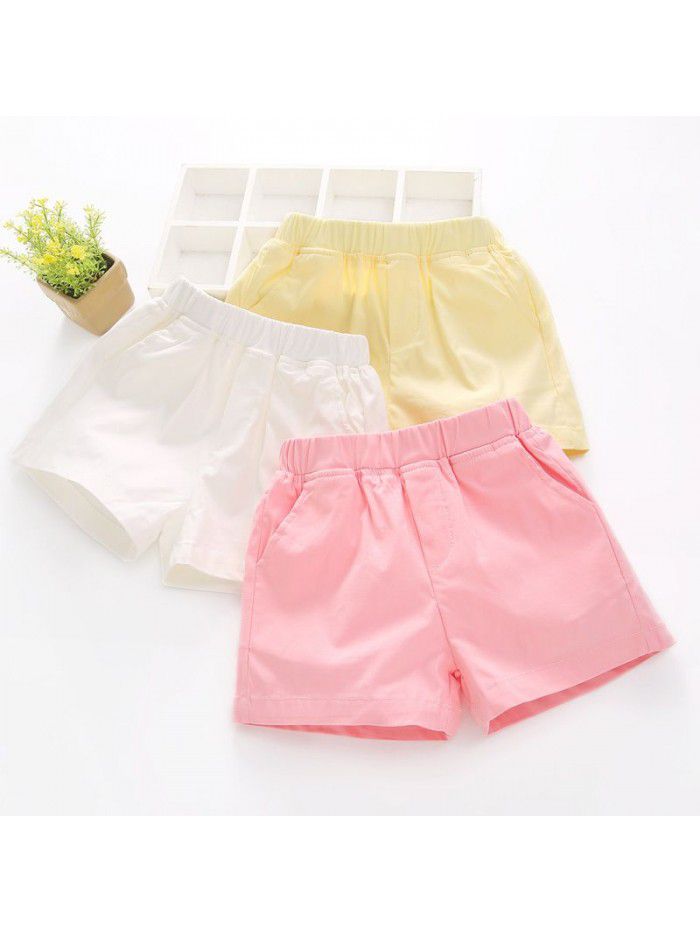  summer new children's wear girls' shorts Korean casual elastic hot pants solid color fashion pants 