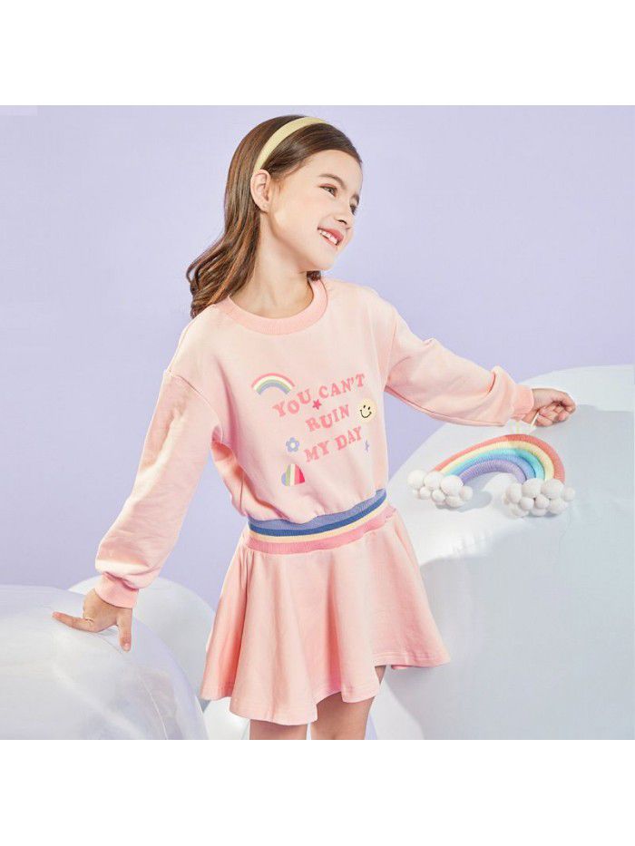 A new hair generation children's dress for spring  children's skirt Korean printed girl's dress 