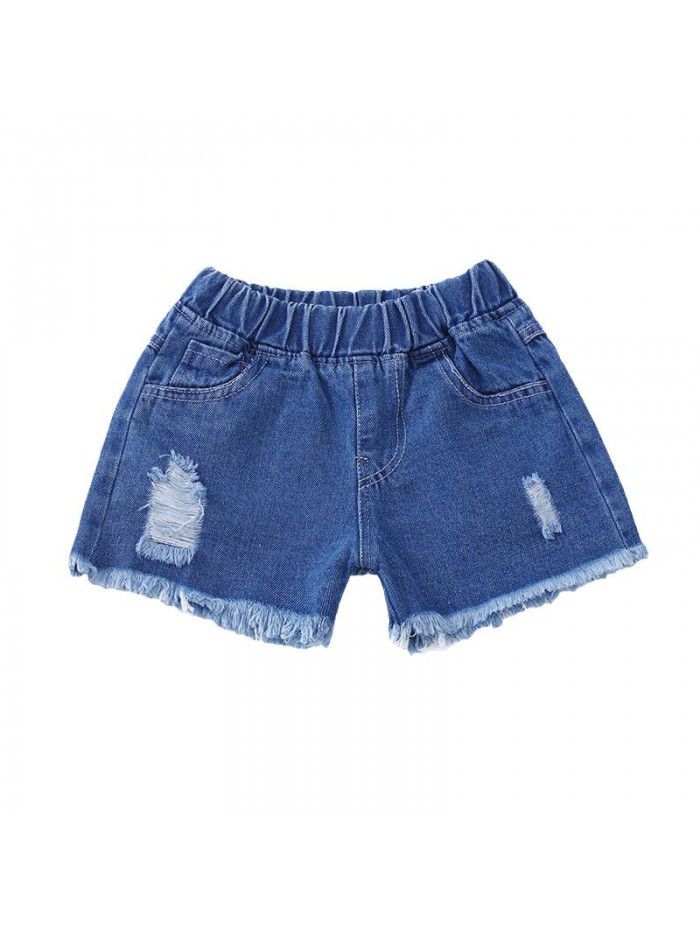 Korean summer girls' denim shorts new foreign style children's wear hot pants thin girls' versatile shorts 