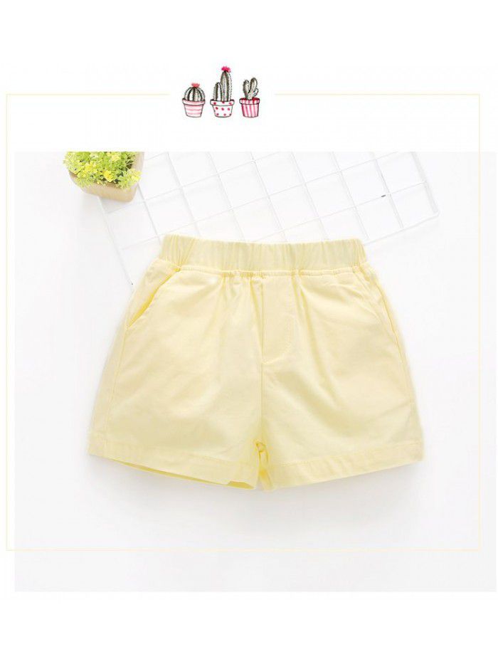  summer new children's wear girls' shorts Korean casual elastic hot pants solid color fashion pants 