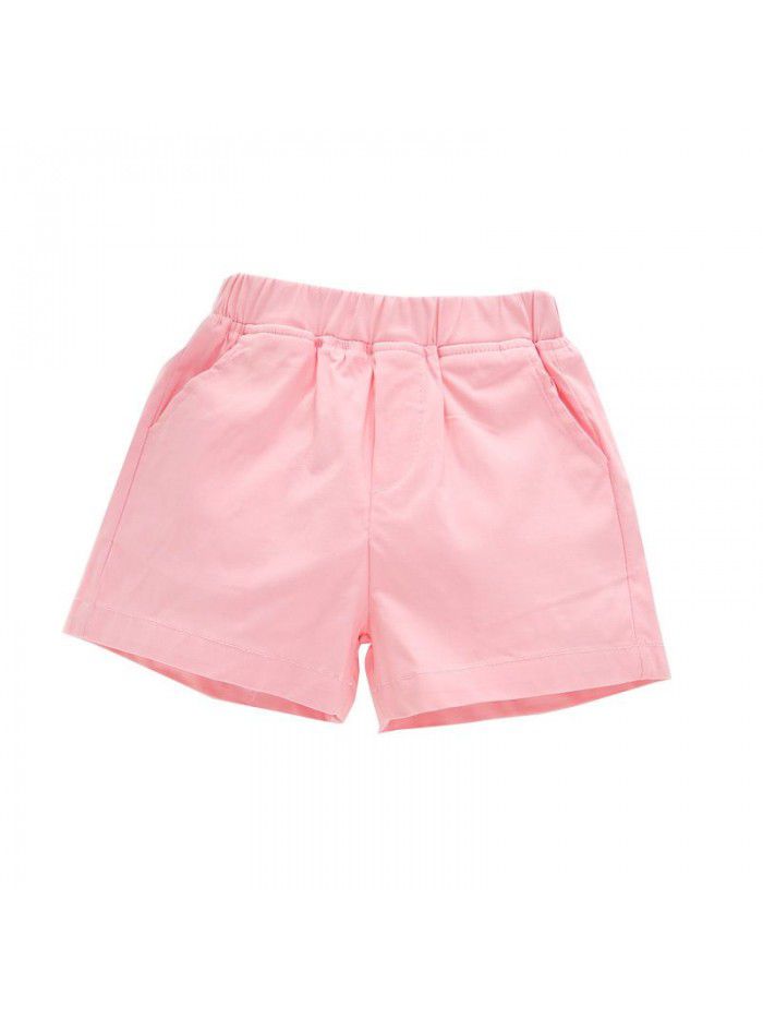  summer new children's wear girls' shorts Korean casual elastic hot pants solid color fashion pants 