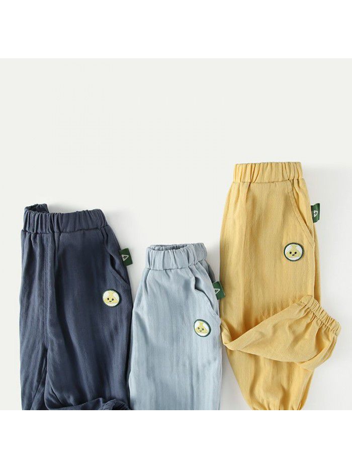 Amila children's clothing boys'  summer new baby boys' thin cotton casual pants boys' anti mosquito pants 