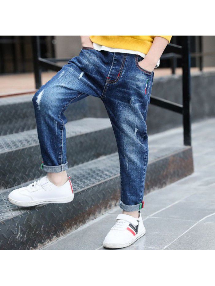 Manufacturer wholesale  spring and autumn new boys' jeans pants children's casual pants boys' thin pants fashion 