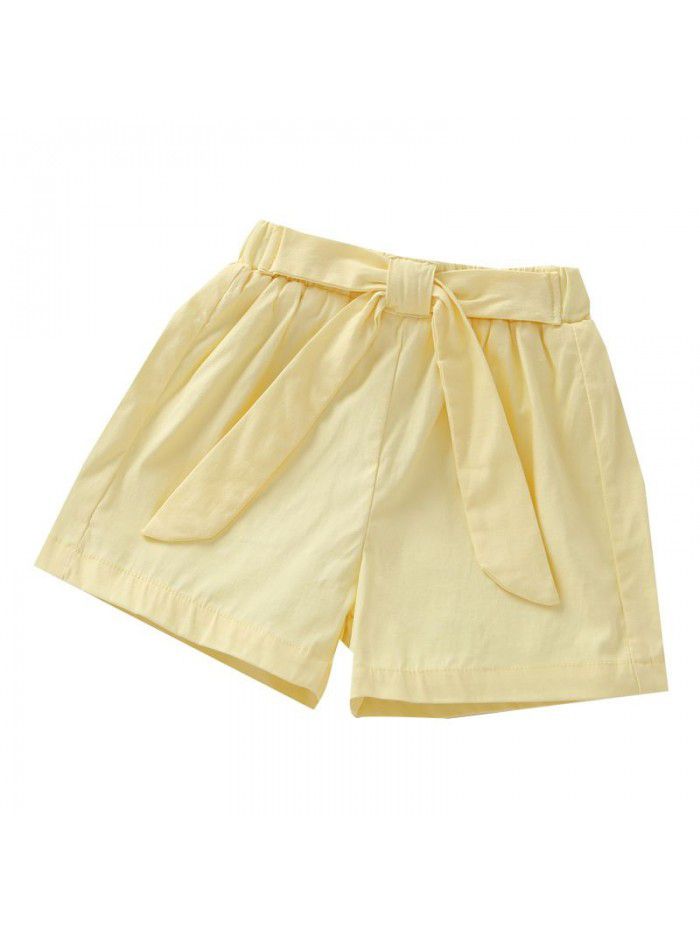  summer new children's wear girls' shorts Korean casual elastic hot pants solid color fashion pants 