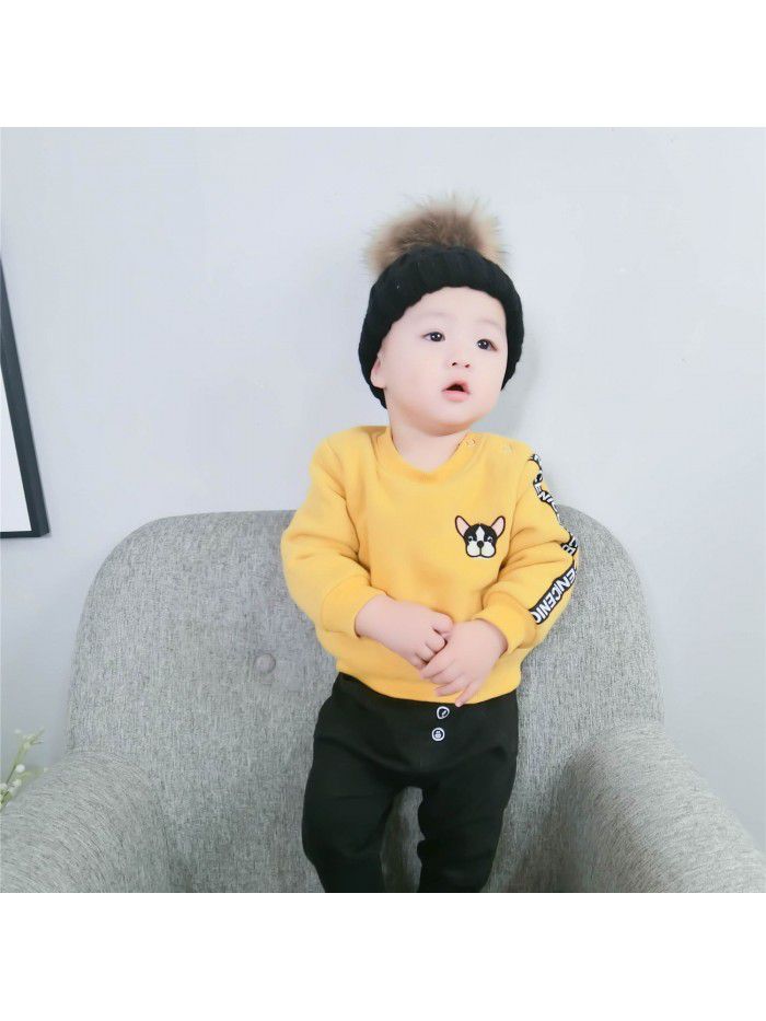 Factory direct sale baby's sweater, winter children's cartoon top, fashionable new children's clothing, baby's clothing, plush thickening 