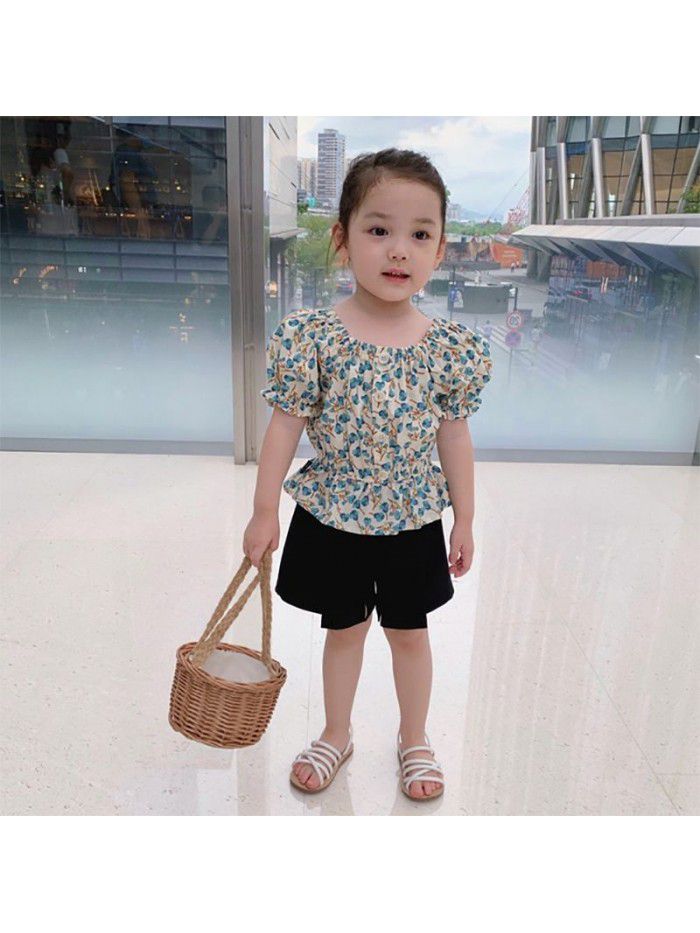  summer girls' French idyllic short sleeve baby shirt 