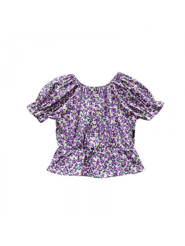  summer girls' French idyllic short sleeve baby shirt 