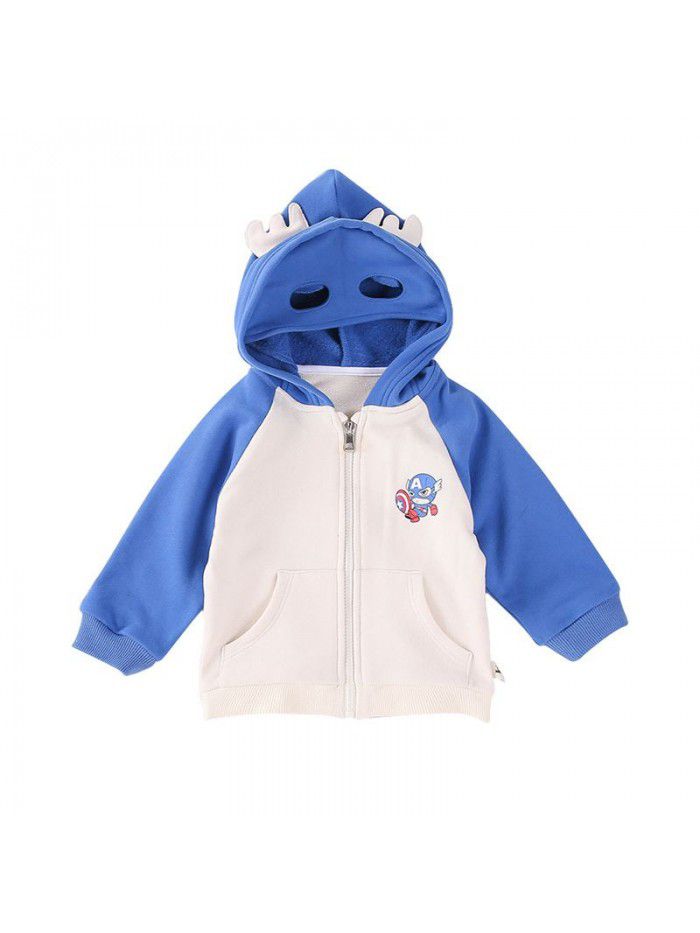 Children's clothing manufacturers direct sales  spring and autumn new top baby foreign style hooded cartoon coat children's clothing fashion 