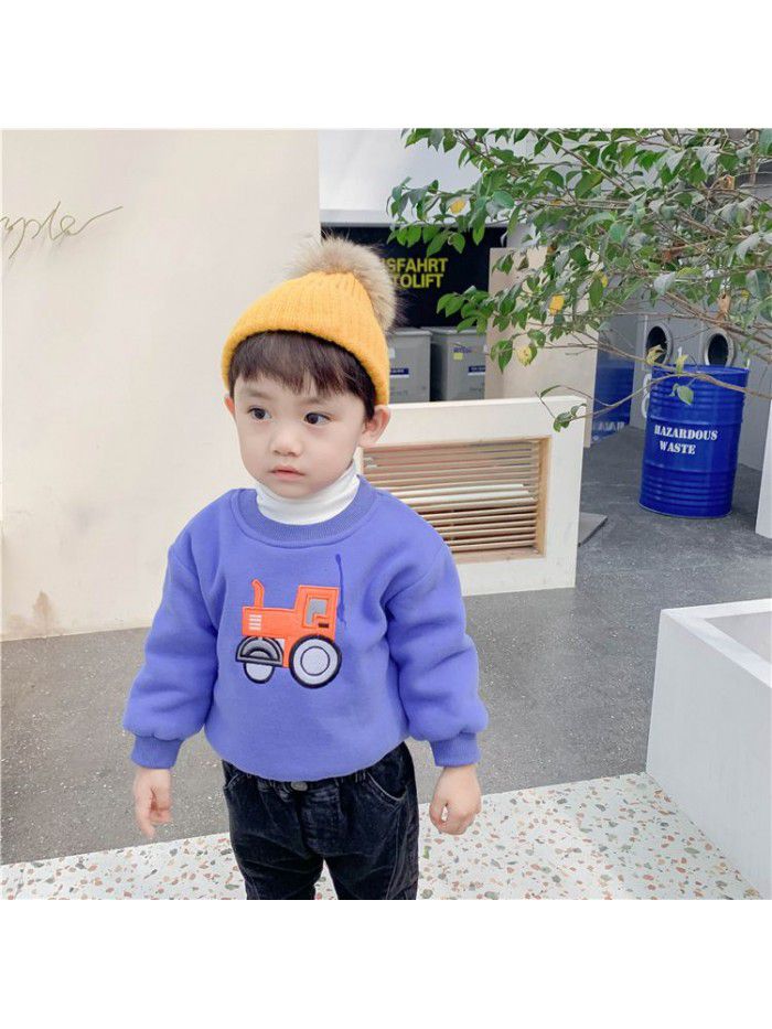 Children's Plush sweater, winter clothes, thickened baby's pullover, cartoon embroidery, baby's lovely boy's warm clothes ib909 